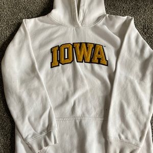 Iowa sweatshirt youth large has three stains on it white and worn a couple times